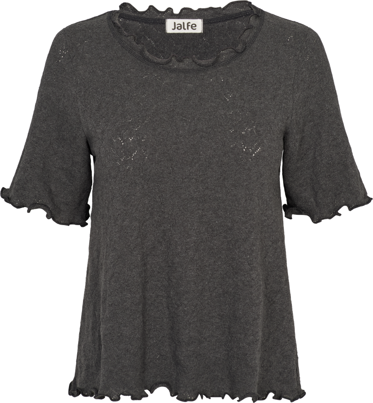 Frill shirt s/s jacquard organic cotton